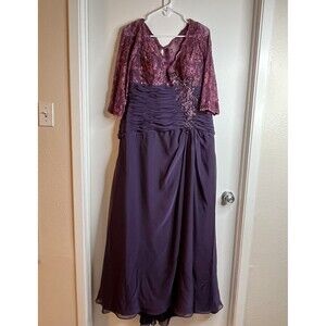 Montage By Mon Cheri Long Dress Beaded Lace Size 16 Retail $499